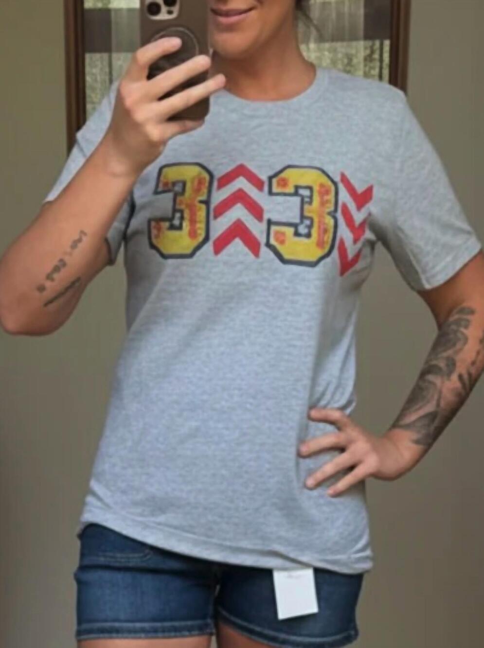NEW SOUTHERN ATTITUDE three up three down softball graphic tee in grey